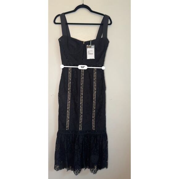 Self-Portrait NWT coquette Black floral Bodycon lace sleeveless midi dress US 4 - Picture 8 of 16